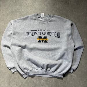 2000s Vintage Michigan Wolverines Grey Crewneck Size XXL